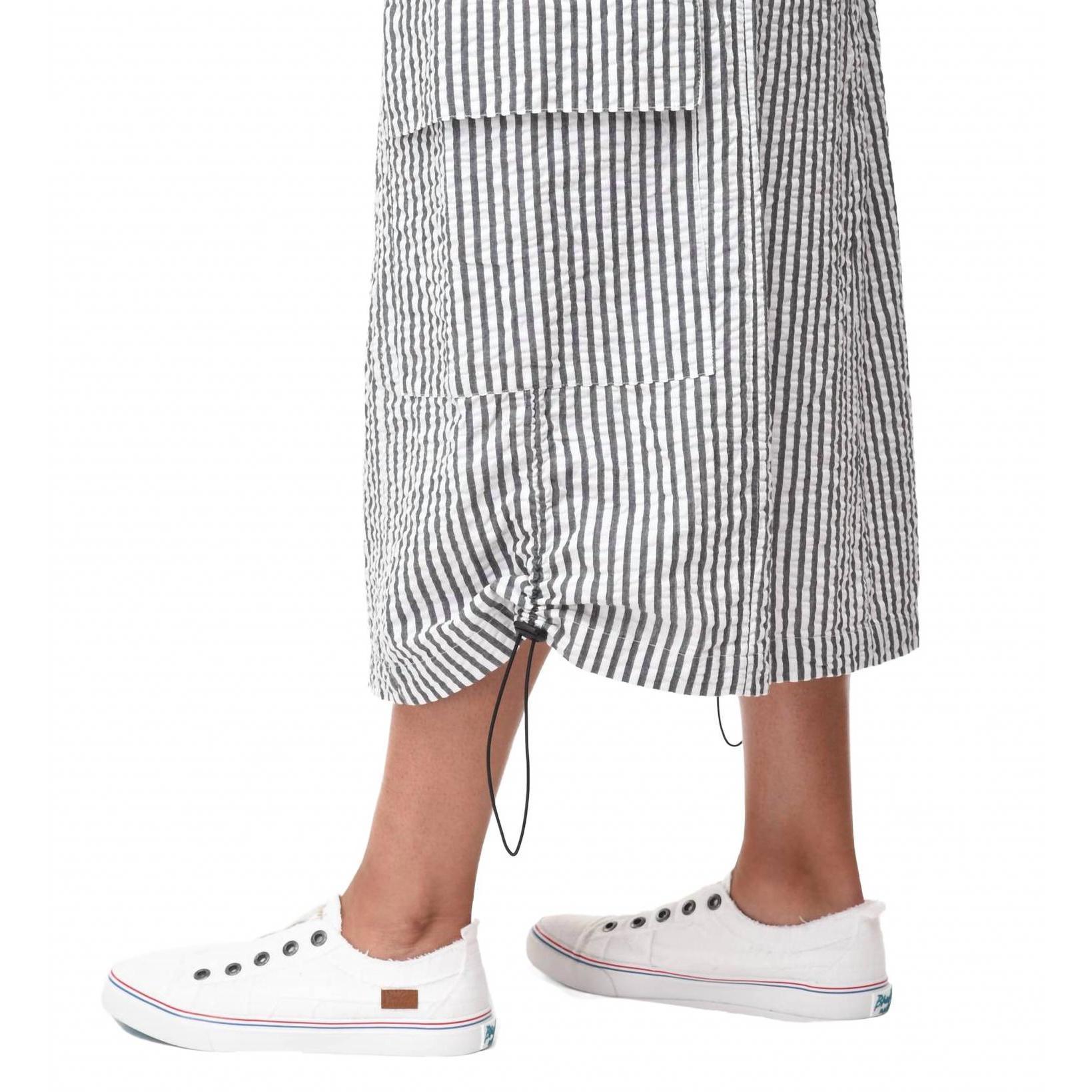 New Tulip Clothing Murphy Stripe Skirt In Grey And White Stripes